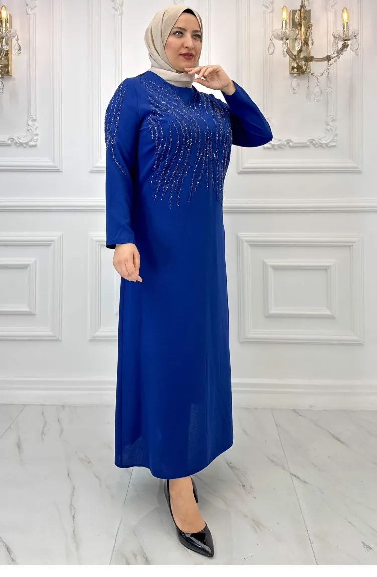 Amine Hüma Cansel Robe De Soirée Hijab Indigo 3149