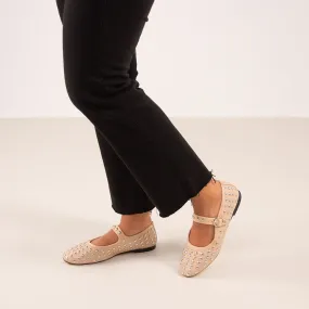 BALLERINES AVEC CLOUS M14-03 BEIGE