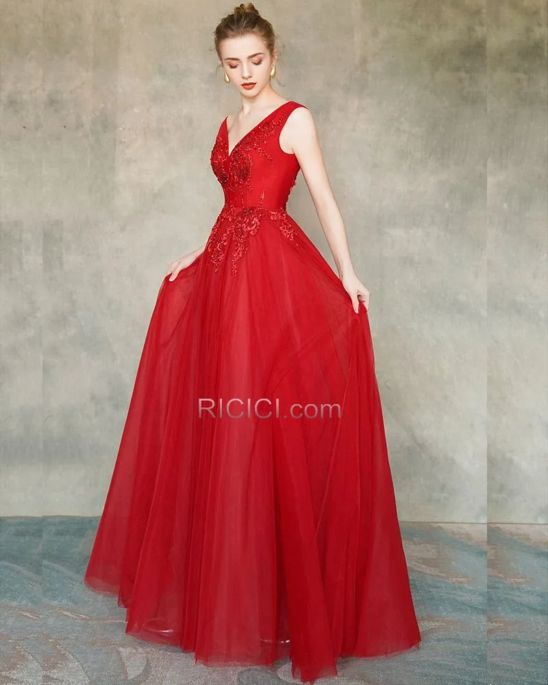 Belle Robe De Bal Robe De Soirée Rouge Princesse Dos Nu