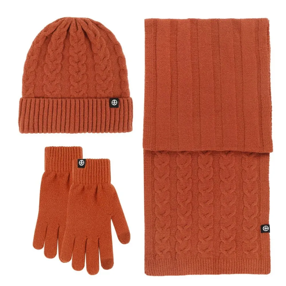 Bonnet et écharpe et gants d'hiver pour femme