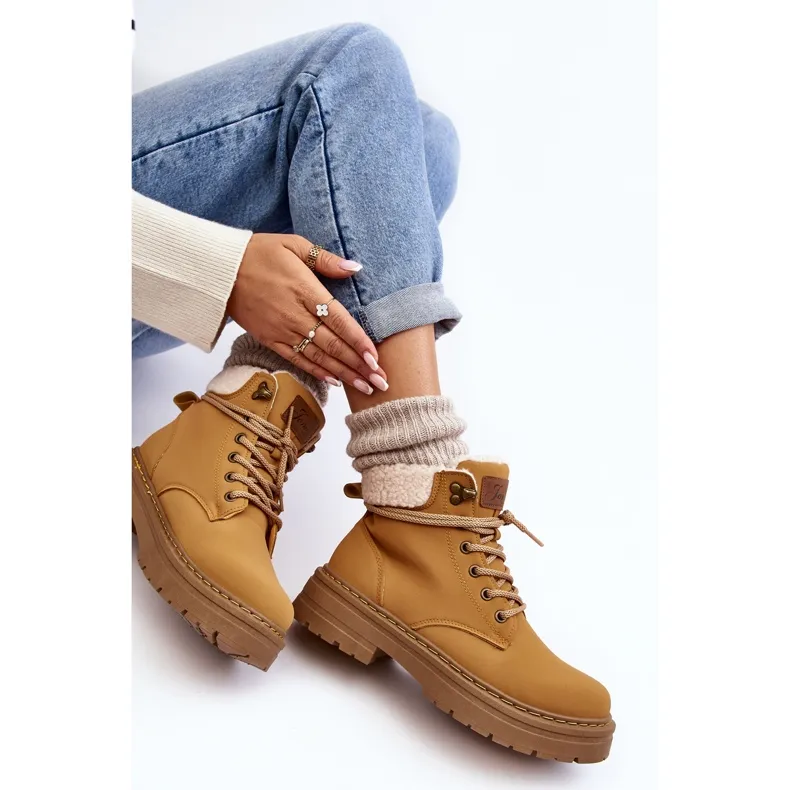 Boots Femme Cuir Mouton Camel Lynnvia beige