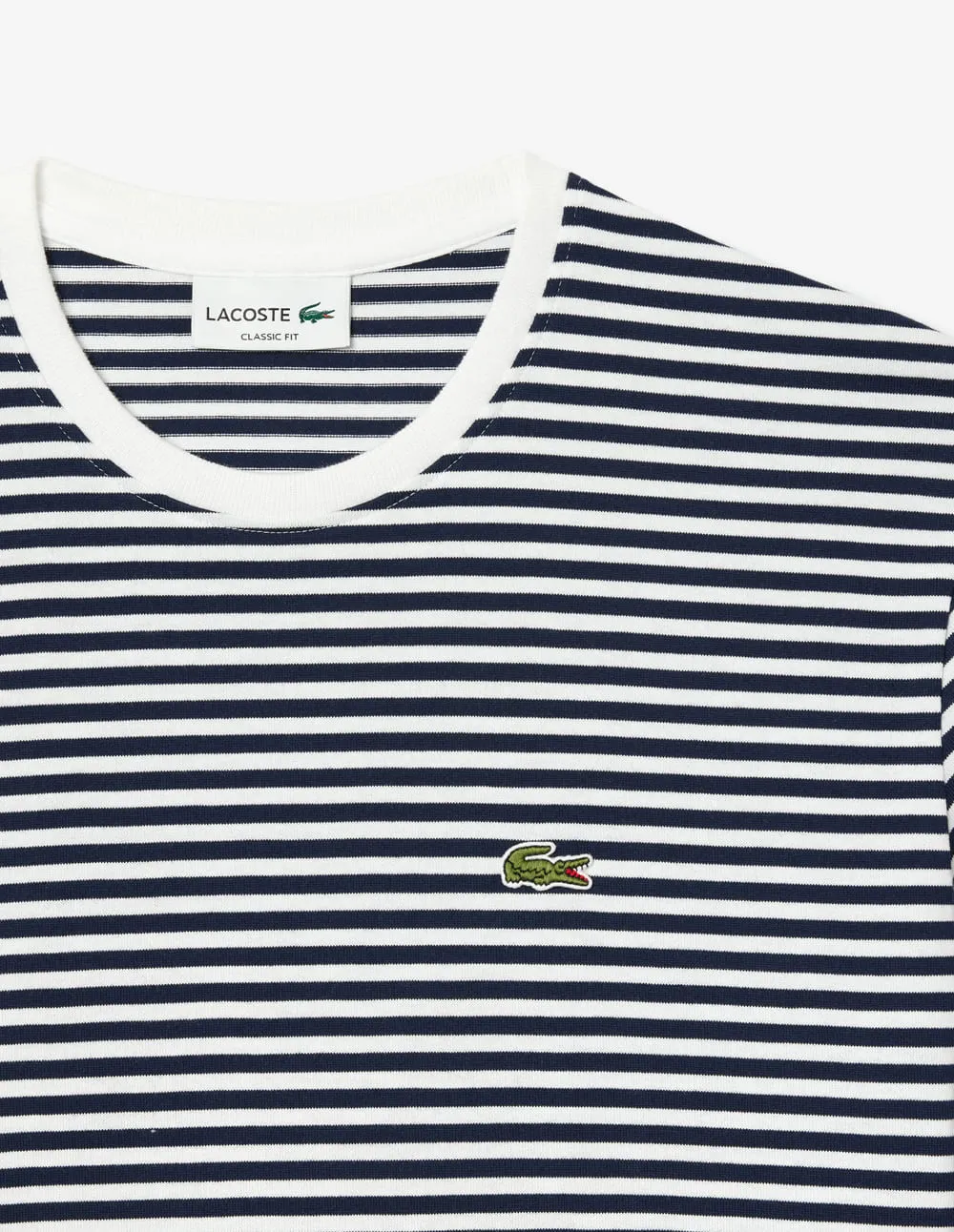 Camiseta Lacoste de Rayas Azul Marino y Blanca Hombre