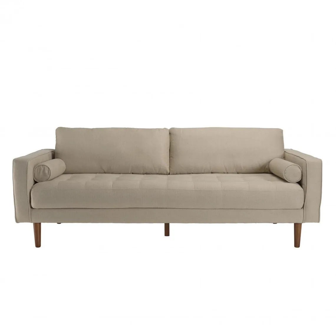Canapé beige 2 coussins et pieds en bois | 3 Suisses