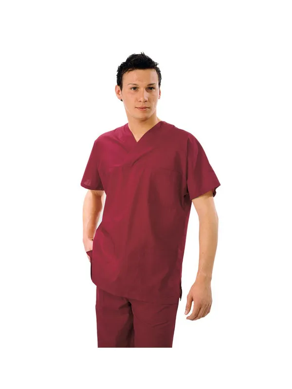 Casaque Médicale Col en V Unisexe Rouge