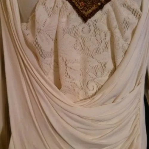 Chemise cache-cœur manches longues couleur écru