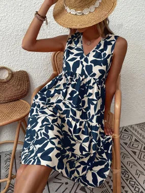 Christabel | Femme Robe débardeur à col en V | Bleu