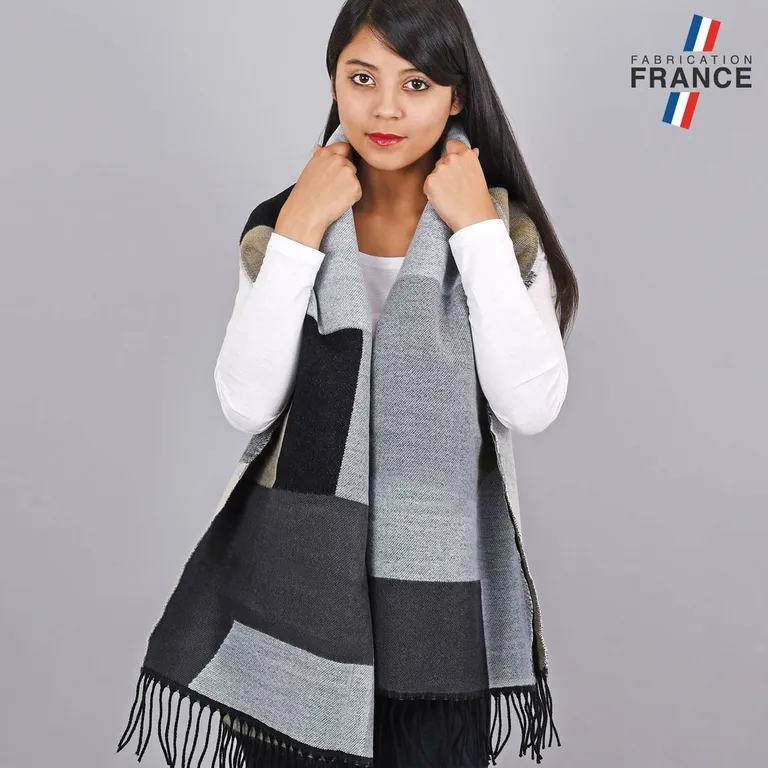 Châle patchwork Wela Noir