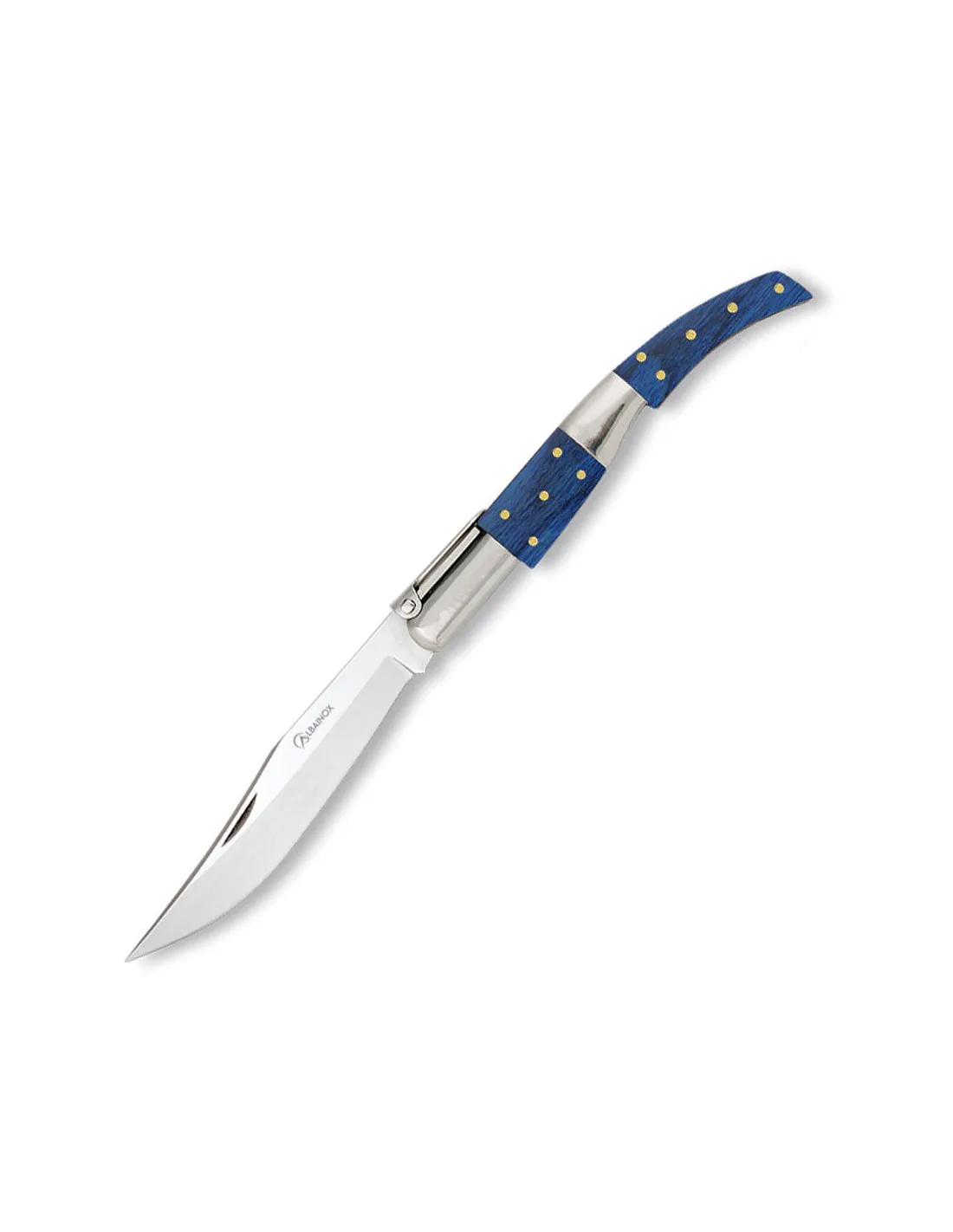 Couteau de poche arabe, type cliquet, manche stamina bleu, lame 8,2 cm. ⚔️