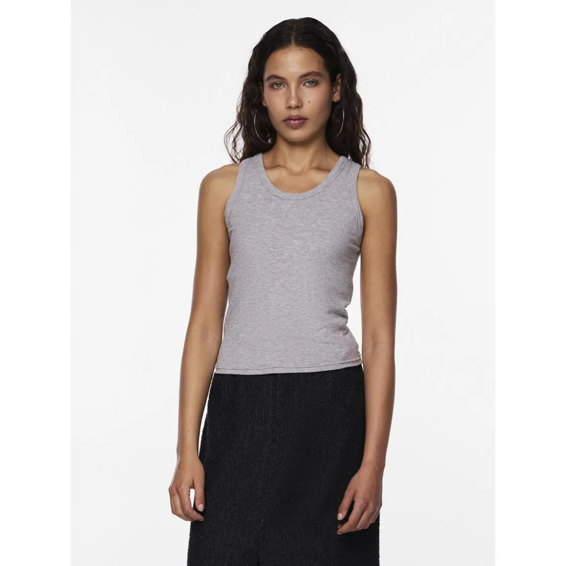 Débardeur col rond gris en viscose | 3 Suisses