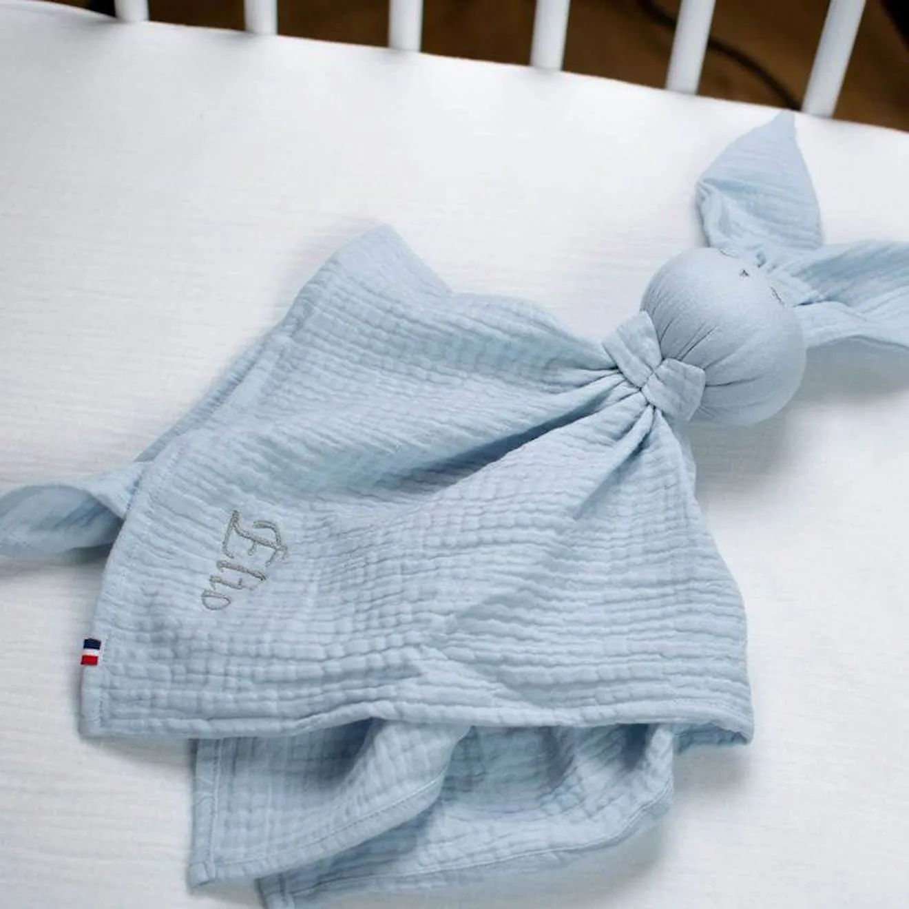 Doudou plat Lapin personnalisable Jeanne - Bleu TU - Sevira Kids bleu - Sevira Kids