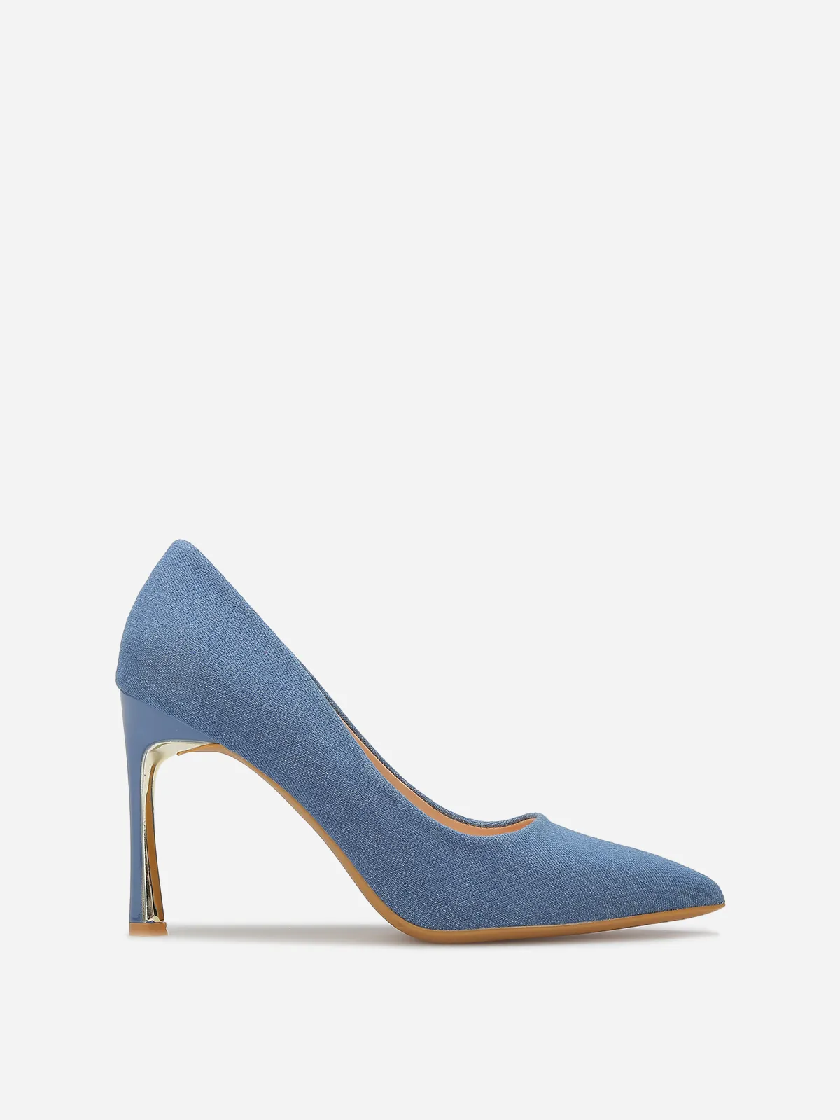 Escarpins pointus en denim- Bleu