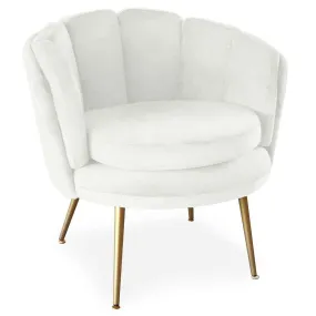Fauteuil Arrondi BRENDA Velours Blanc | 3 Suisses