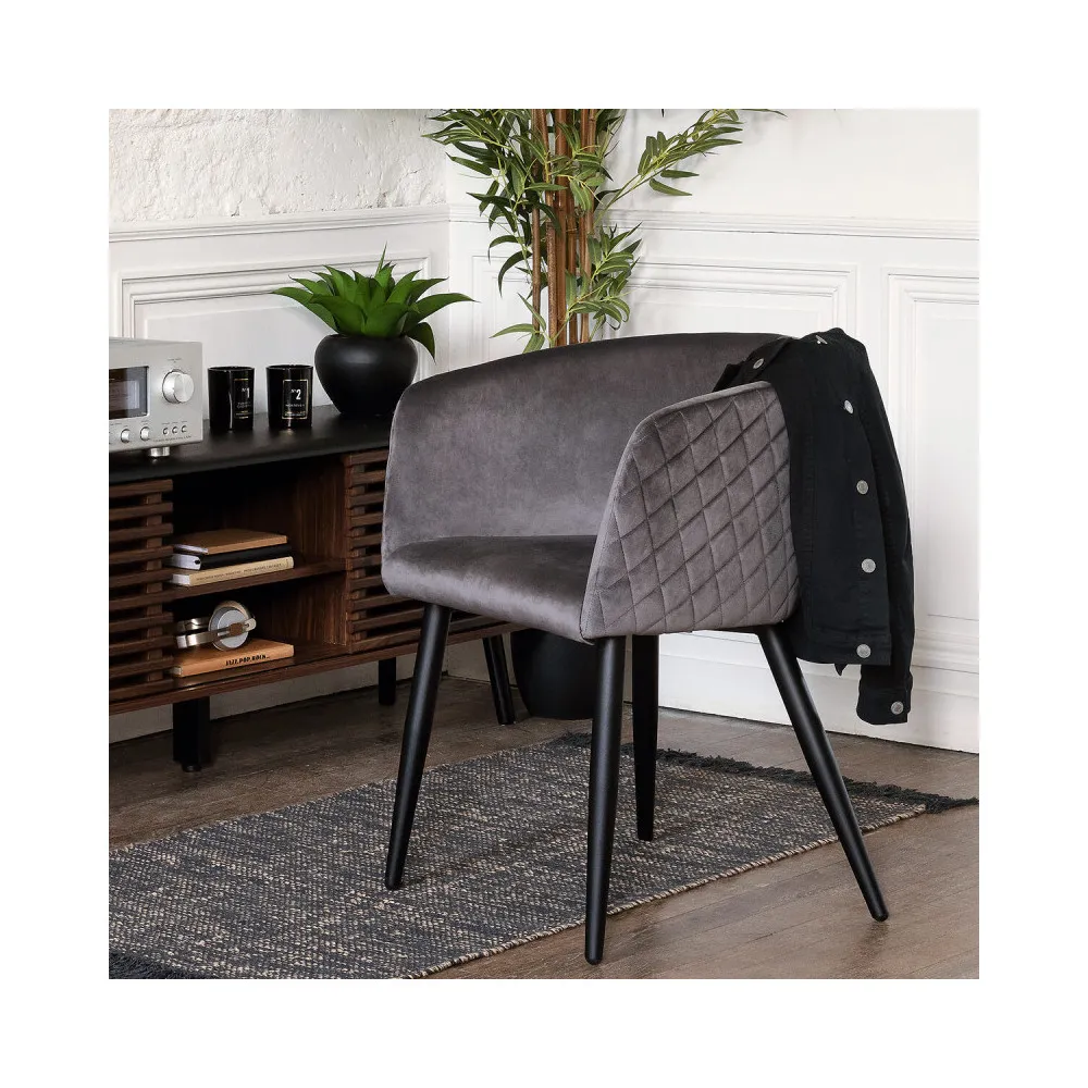 Fauteuil déco en velours "Marlo" Atmosphera Couleur Gris foncé