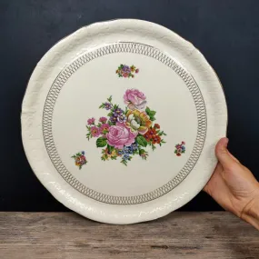 Grand plat à tarte à fleurs en faïence de SAINT-AMAND - Le palais des bricoles