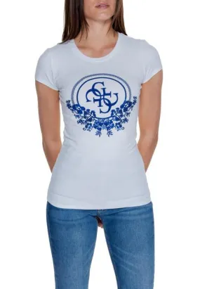 Guess Checker Sequin  T-Shirt À Manches Courtes Blanc Pur - Achetez À Prix Outlet!