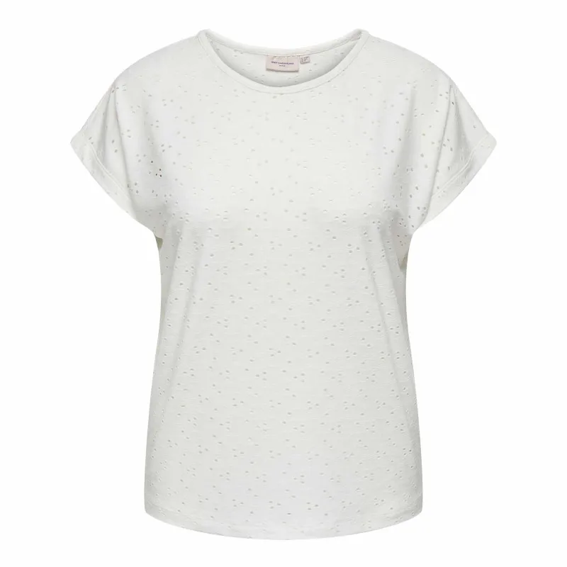 Haut manches courtes col rond détails broderie Femme ONLY CARMAKOMA à
