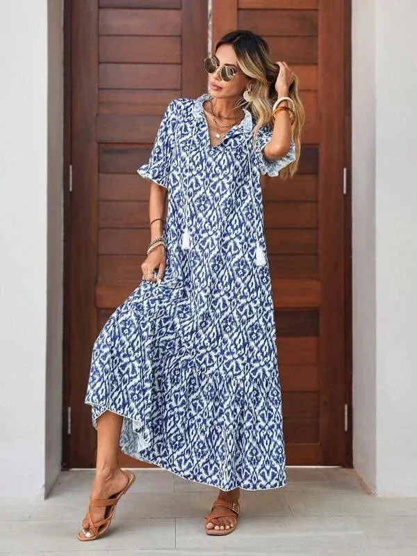 Helmine | Robe D'été  Col En V Pour Femme