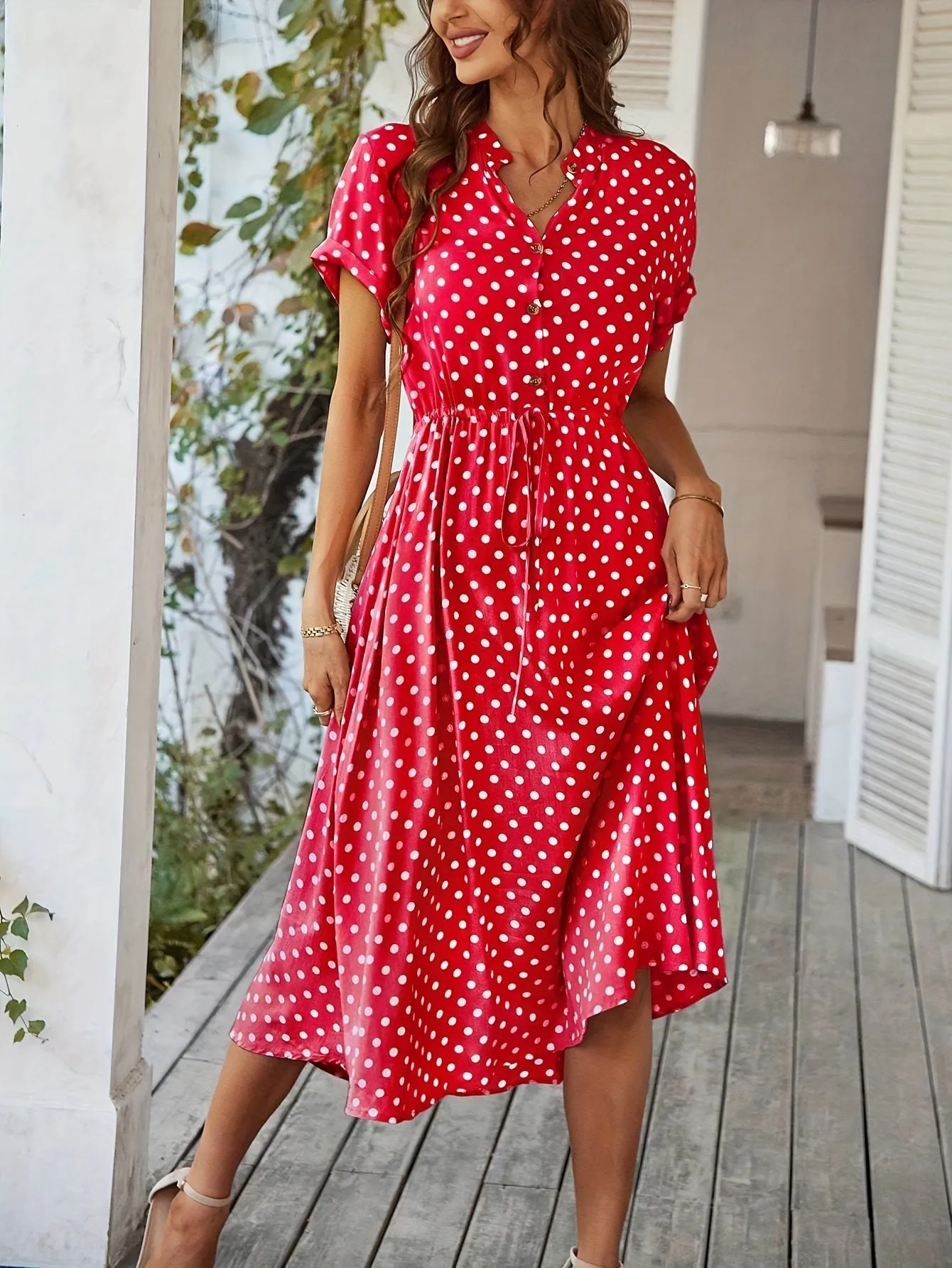 Irmgard | Polka Dot Print V-cou robe femme