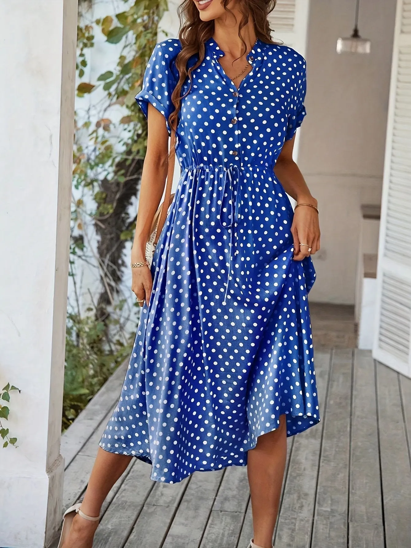 Irmgard | Polka Dot Print V-cou robe femme