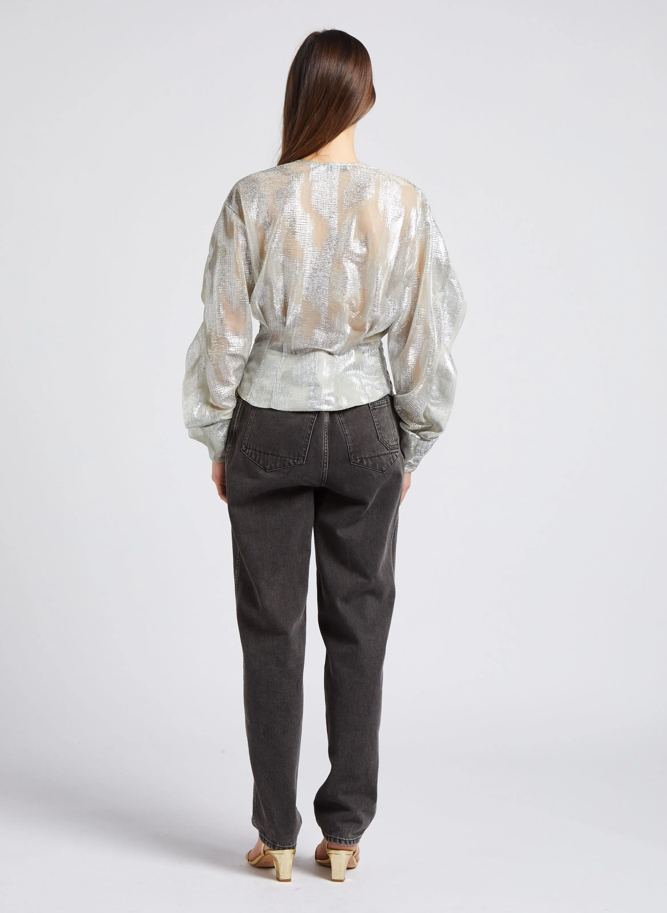 IRO  Top col v jacquard métallisé berma - Argent