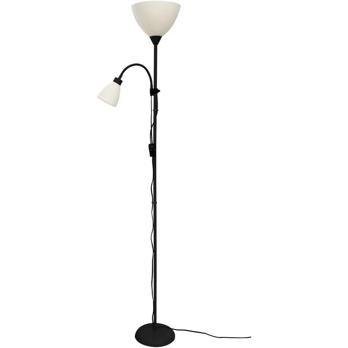 Lampadaire liseuse 2 abat jours en ABS et piétement en metal BETTY Noir | 3 Suisses