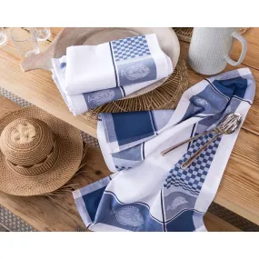 Lot de torchons , quadrillage en damier bleu | 3 Suisses
