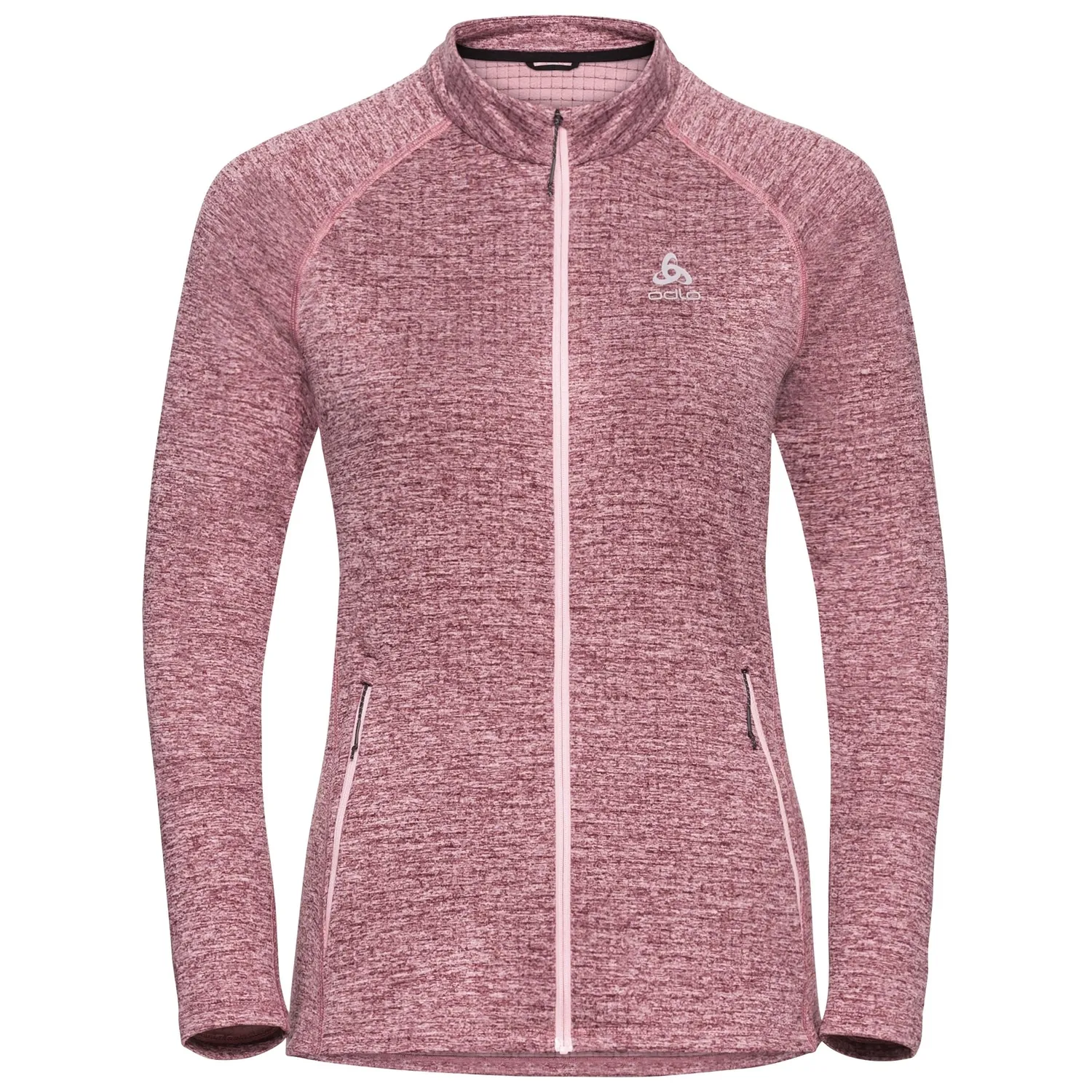 Manches Longues Odlo Women Mid Layer Full Zip Tencia Raspberry Fudge Melange
