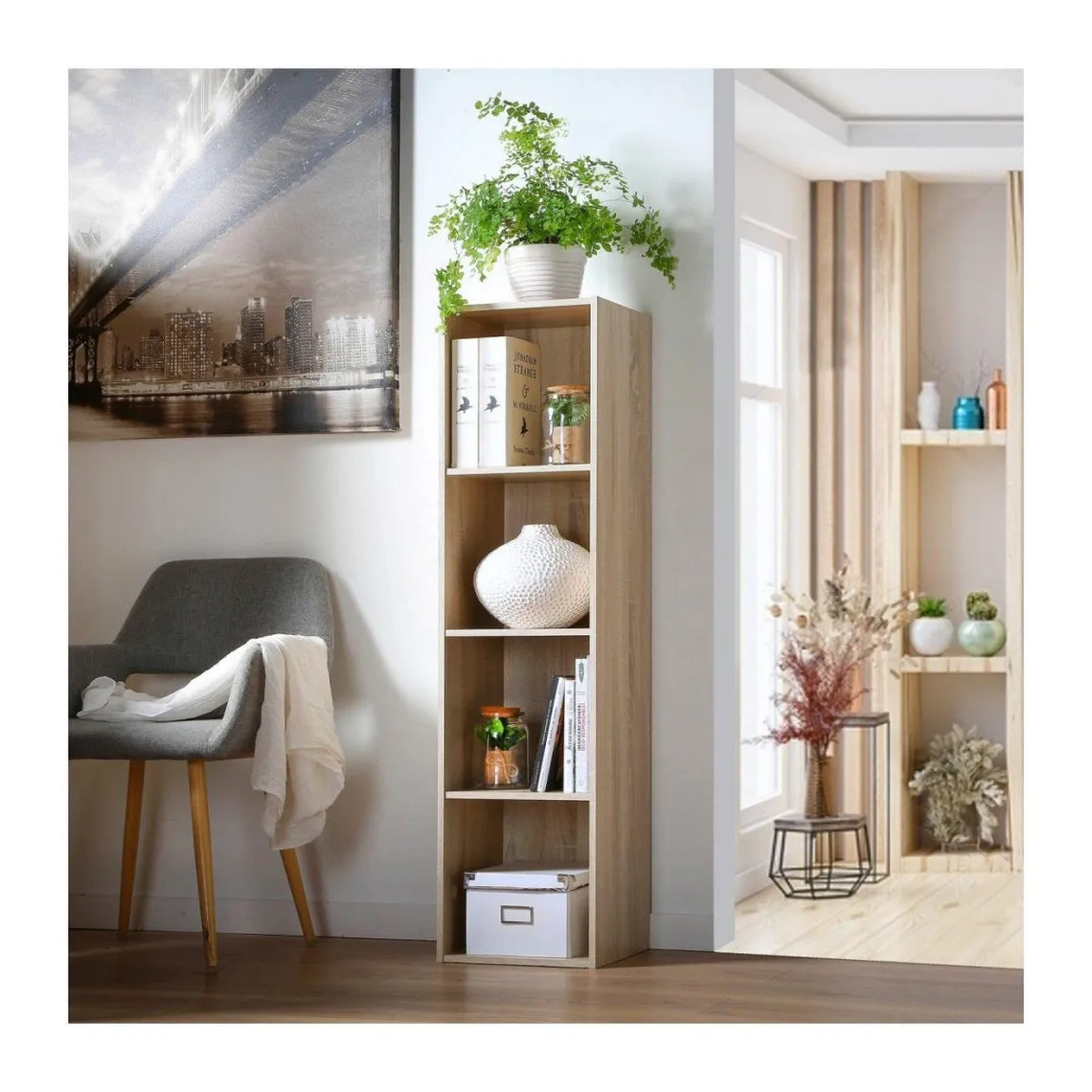 Meuble à 4 cases en bois Beige | 3 Suisses