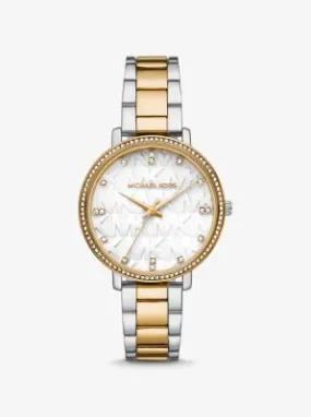Montre Pyper bicolore à pierres pavées et logo