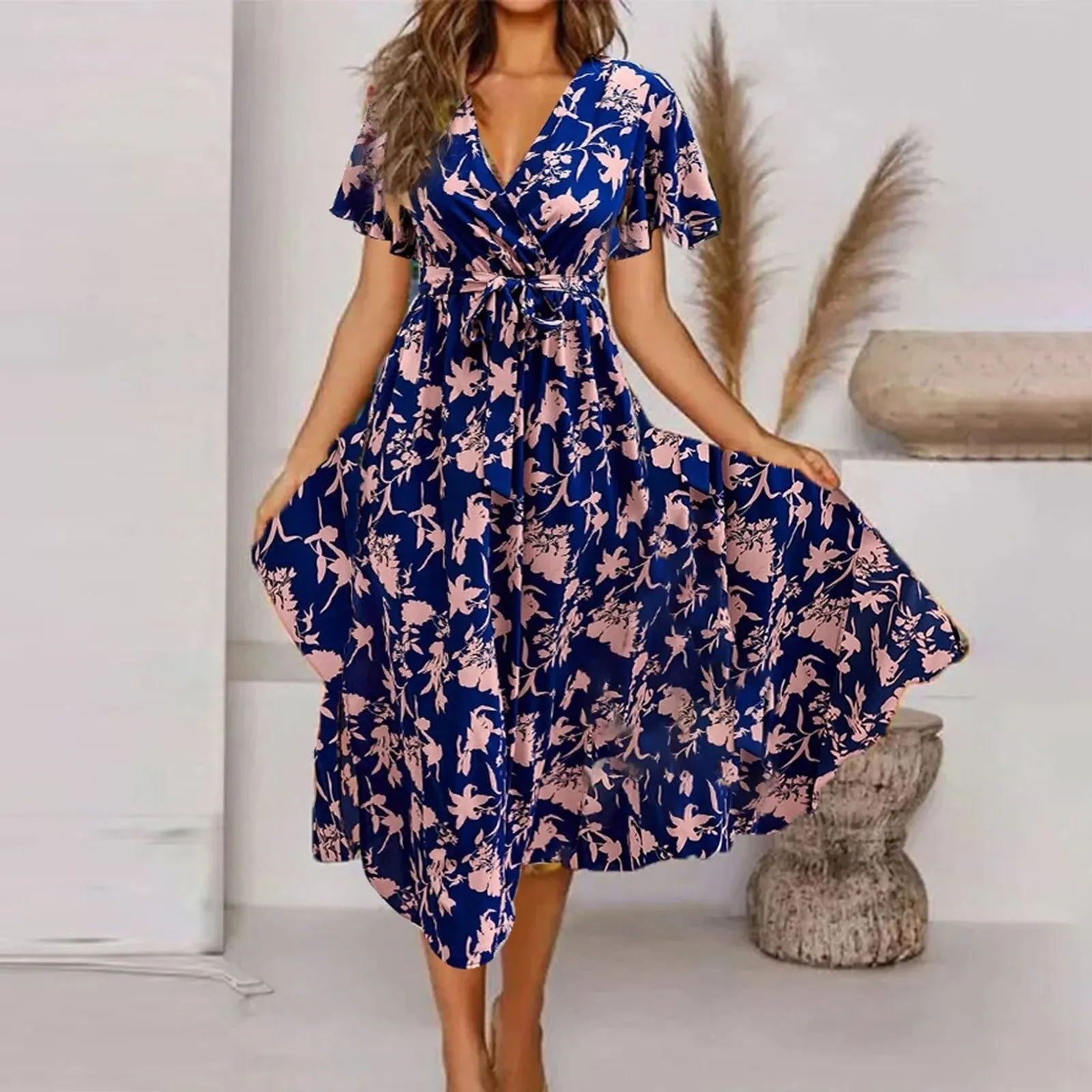 Muriel - Robe longue femme imprimé vintage