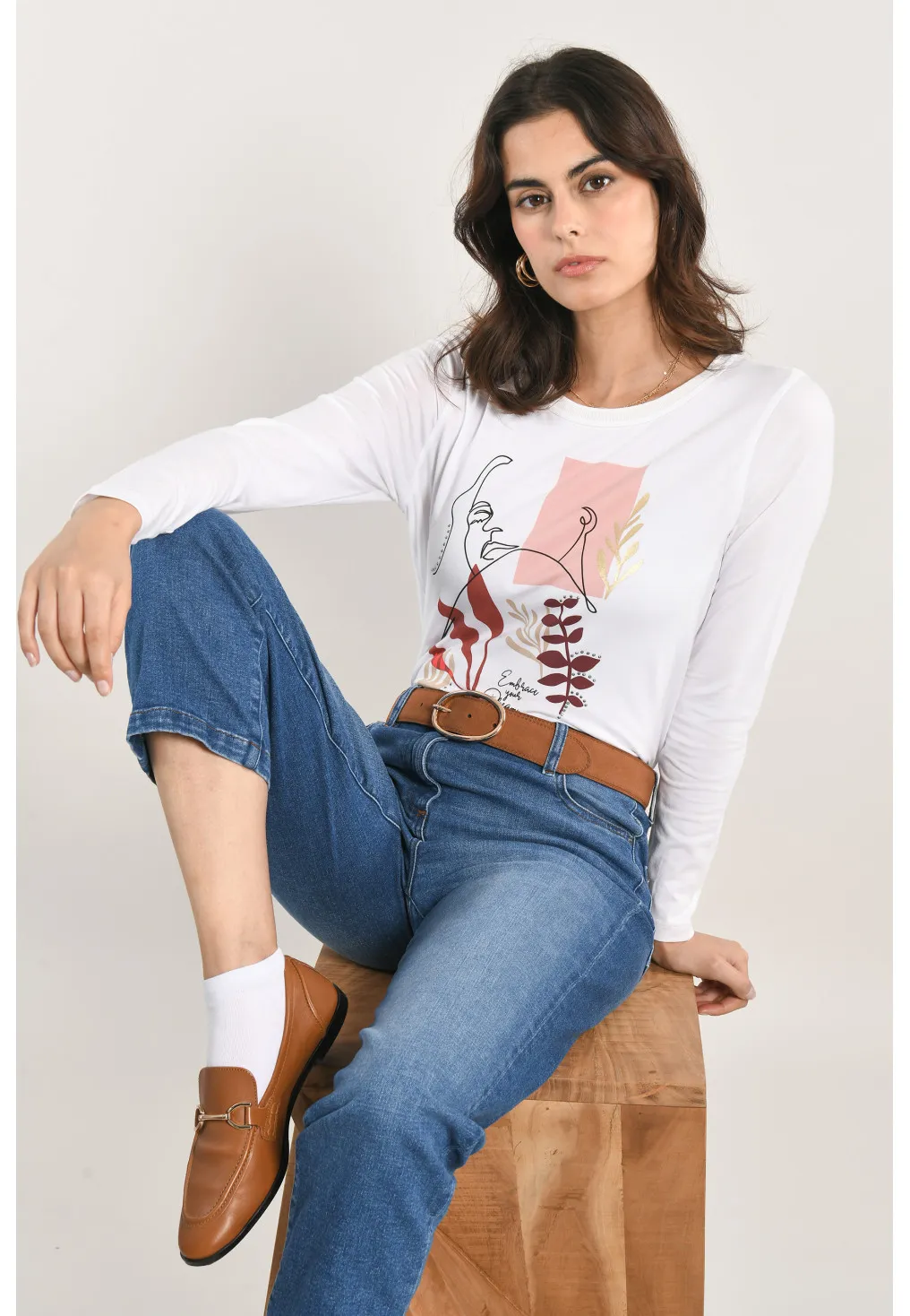 NEUILLAGE - TEE SHIRT COL ROND ML - ECRU