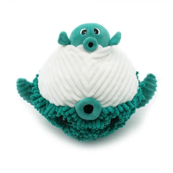 Peluche géante Les Ptipotos poisson globe et son bébé Gobetou vert