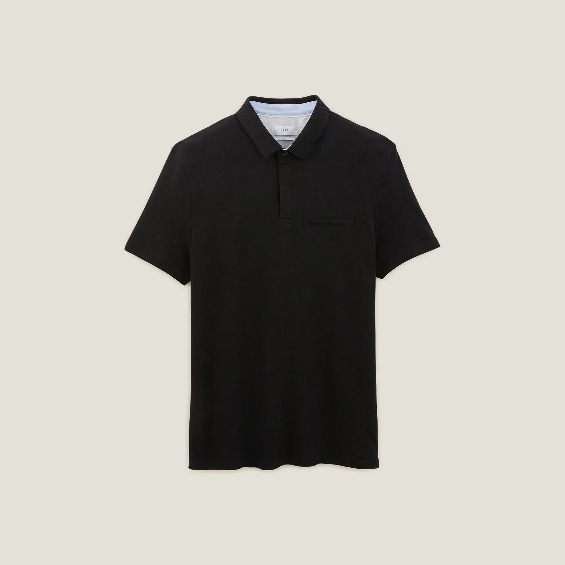 Polo manches courtes à col fantaisie Noir | Jules