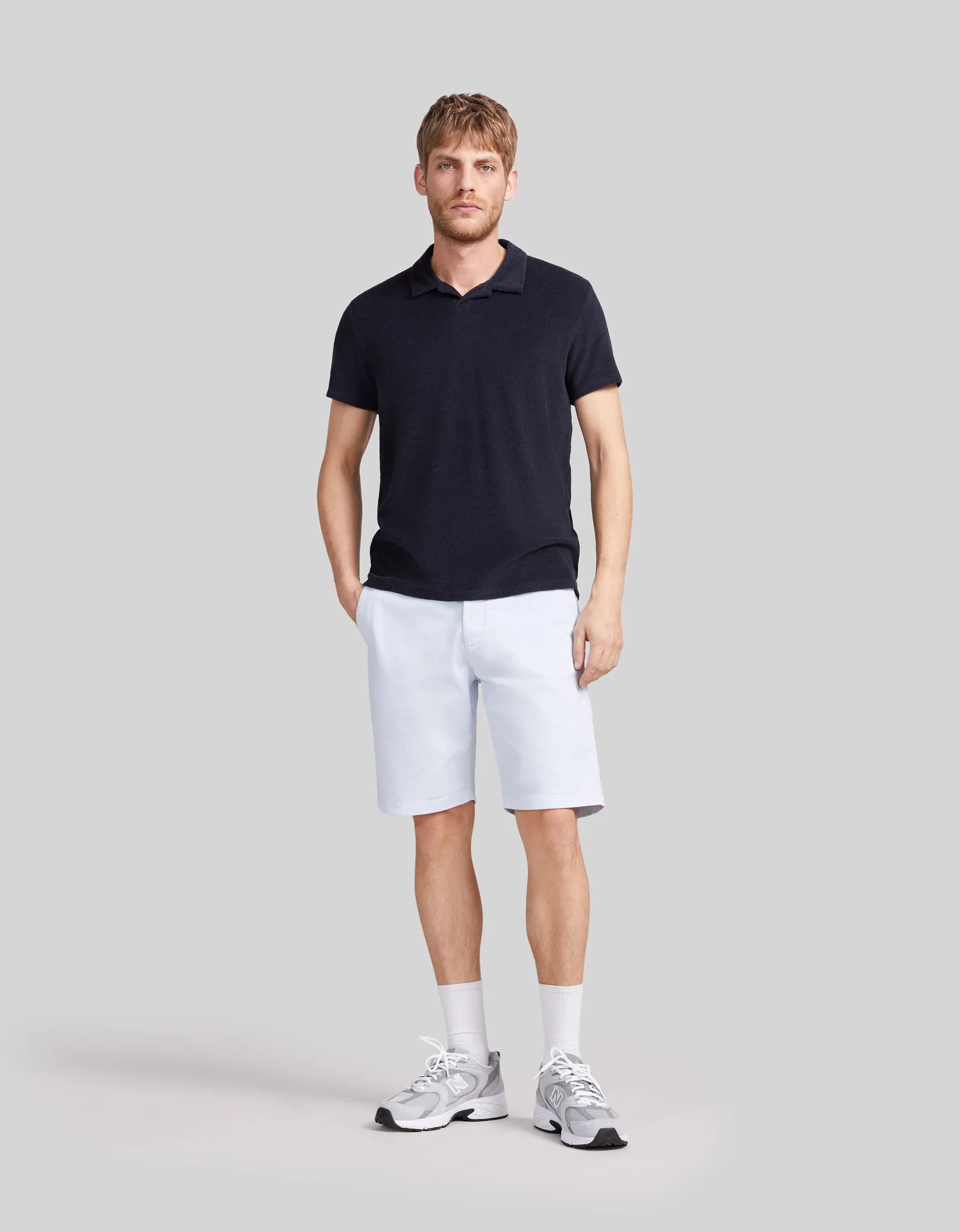 Polo marine en éponge Homme