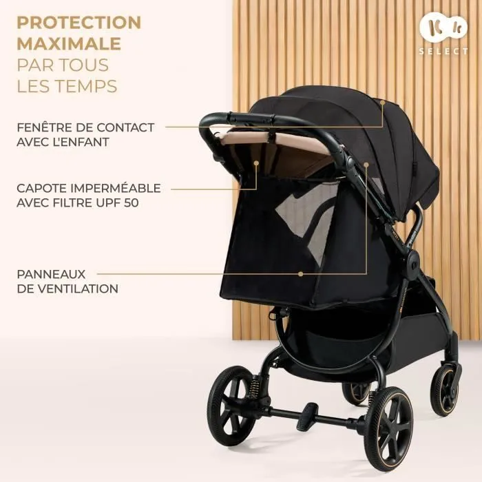 Poussette canne jusqu'à 27 kg - KINDERKRAFT MITZY - Pliage d'une seule main - Grandes roues amorties sans gonflage - N