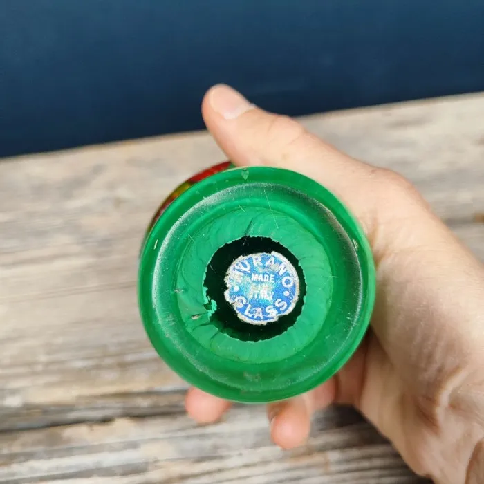 Presse-papier sulfure MURANO Fratteli TOSO champignon Millefiori vert - Le palais des bricoles