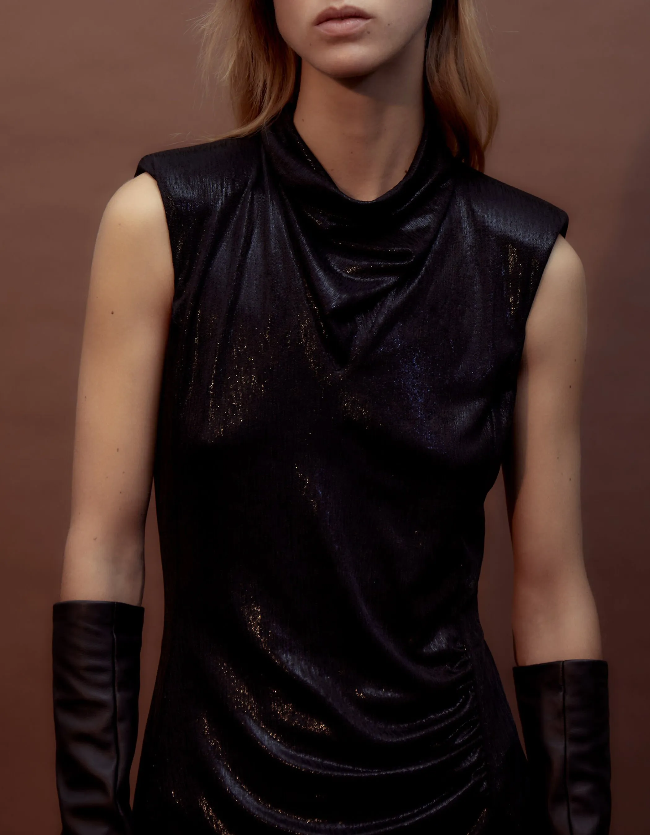 Pure Edition-Robe courte noire drapée Femme