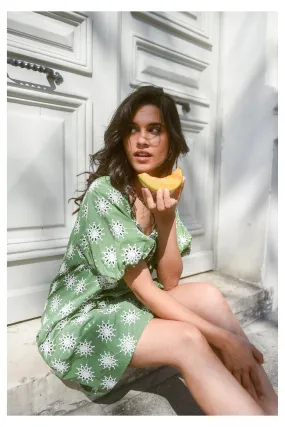 Robe col rond broderie ajourée