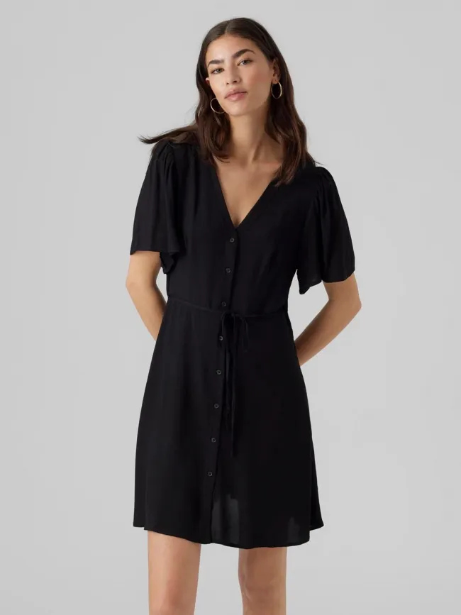Robe courte boutonnée alba noir femme - Only | wimod