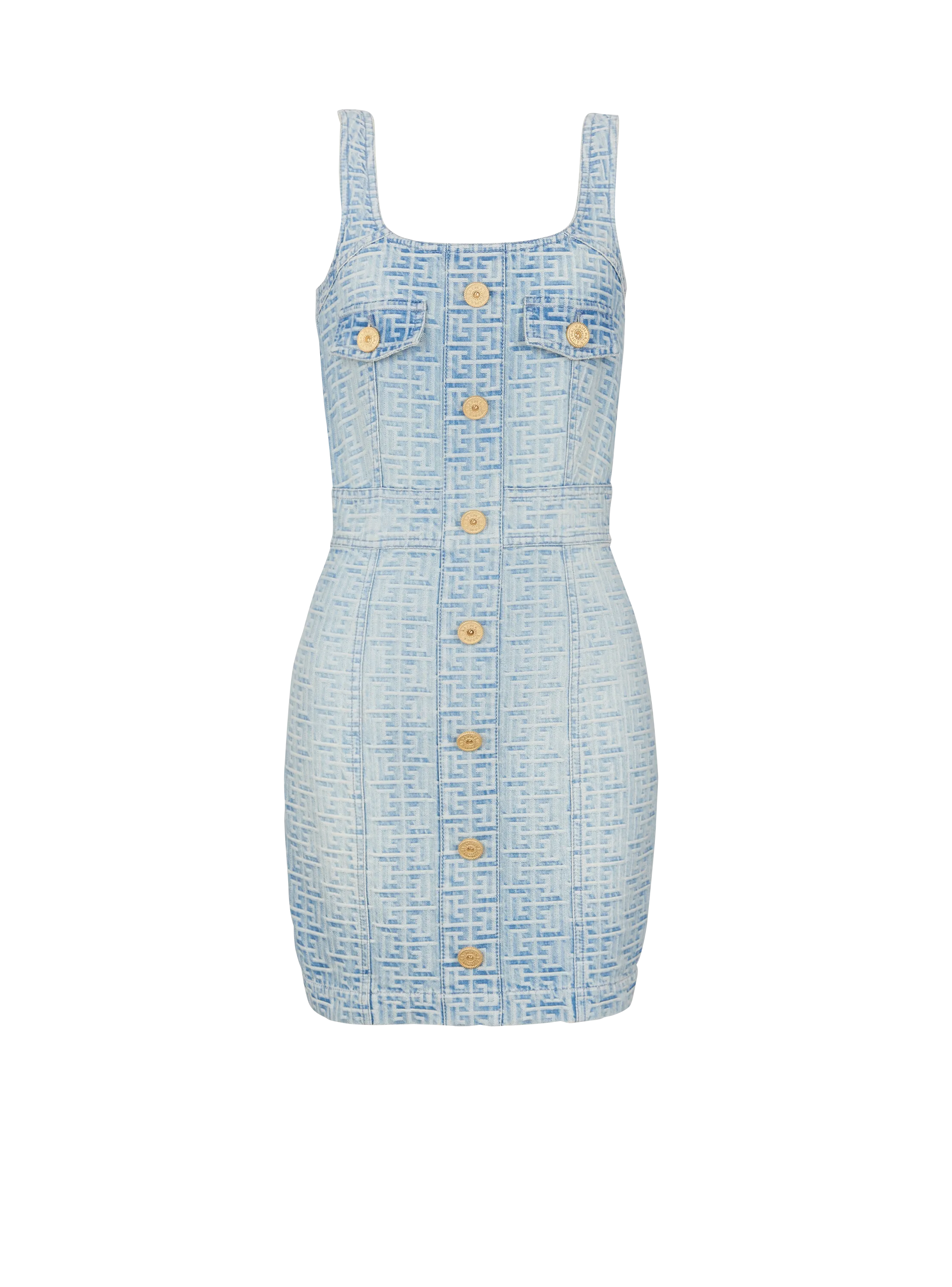 ROBE COURTE EN DENIM à MONOGRAMME - BALMAIN pour FEMME | Printemps