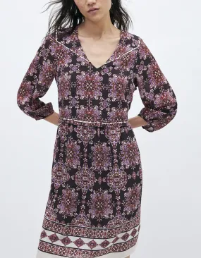 Robe courte imprimé bohème femme