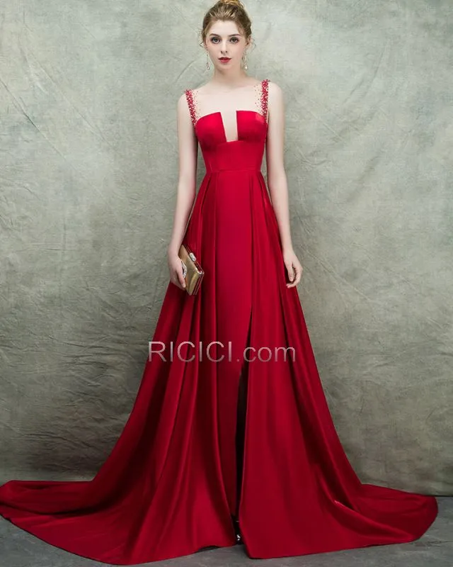 Robe De Bal Robe De Soirée Perlage Évasée 2018 Longue Dos Nu Sexy Vintage