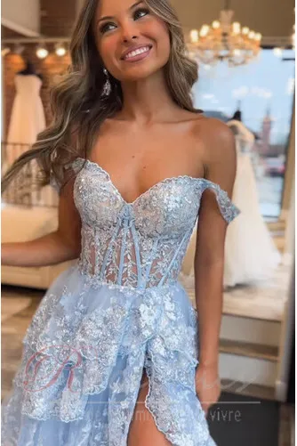 Robe de Soirée A-ligne Tulle Appliquer Naturel taille Été Lacet