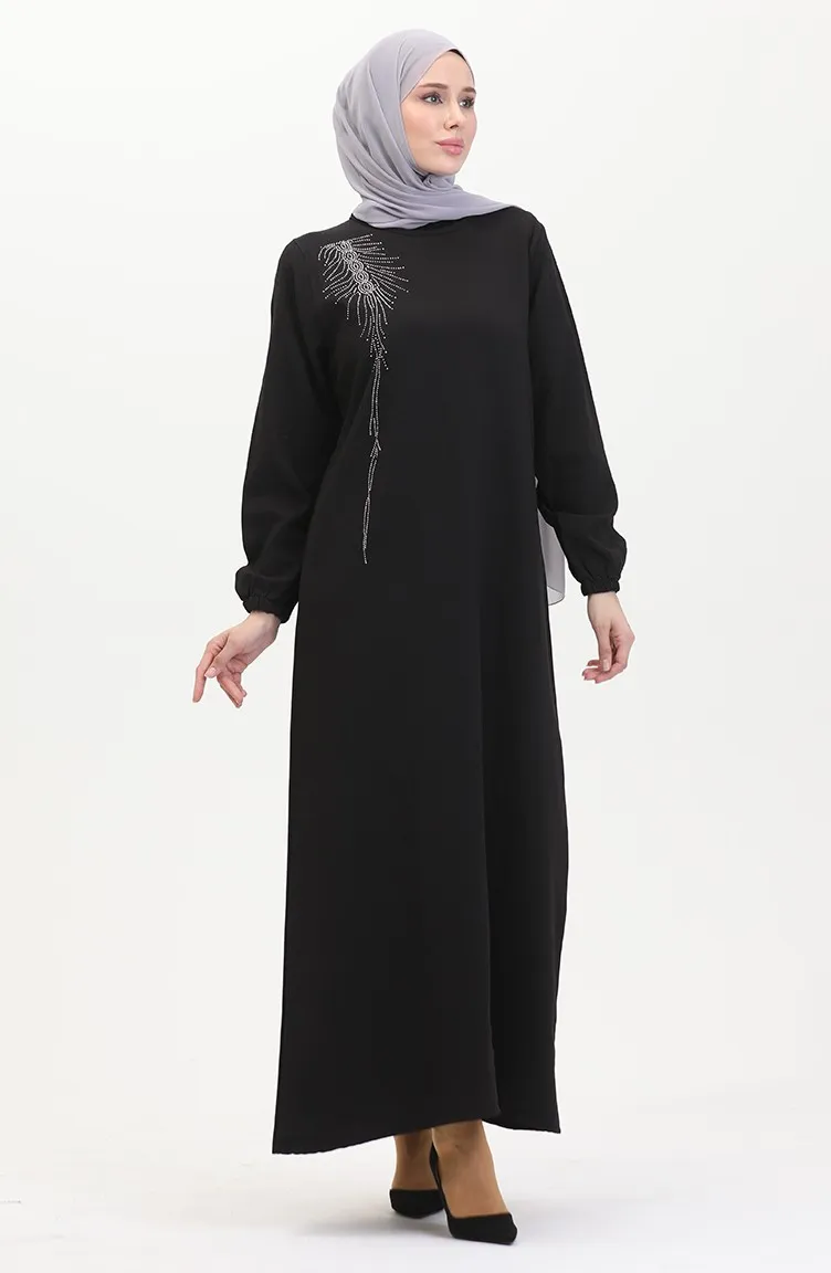 Robe De Soirée Crepe Pierre 0480-02 Noir 0480-02