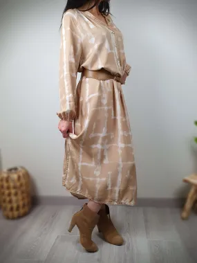 Robe LINA tie & dye beige
