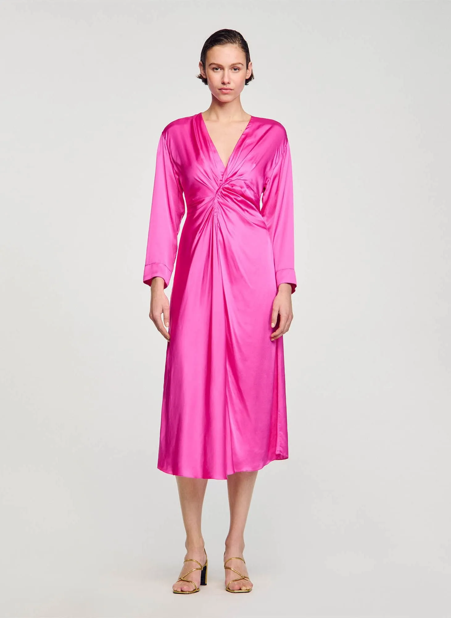 ROBE LONGUE COL V - SANDRO pour FEMME | Printemps