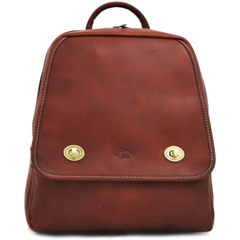Sac à dos ville femme cuir de vachette gras - marron KATANA