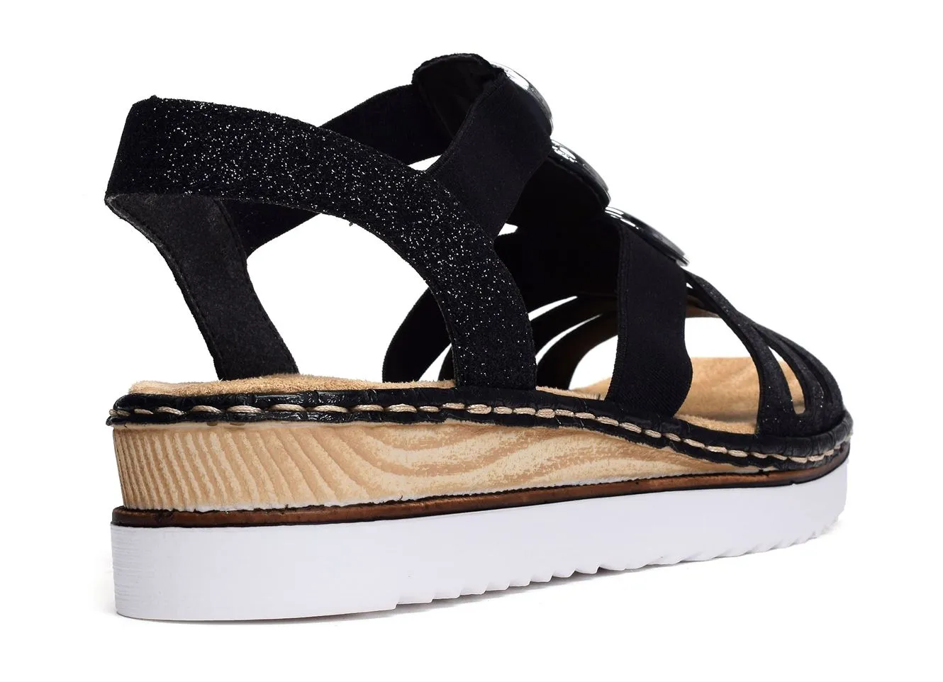 sandales compensees Rieker  679l4 noir 