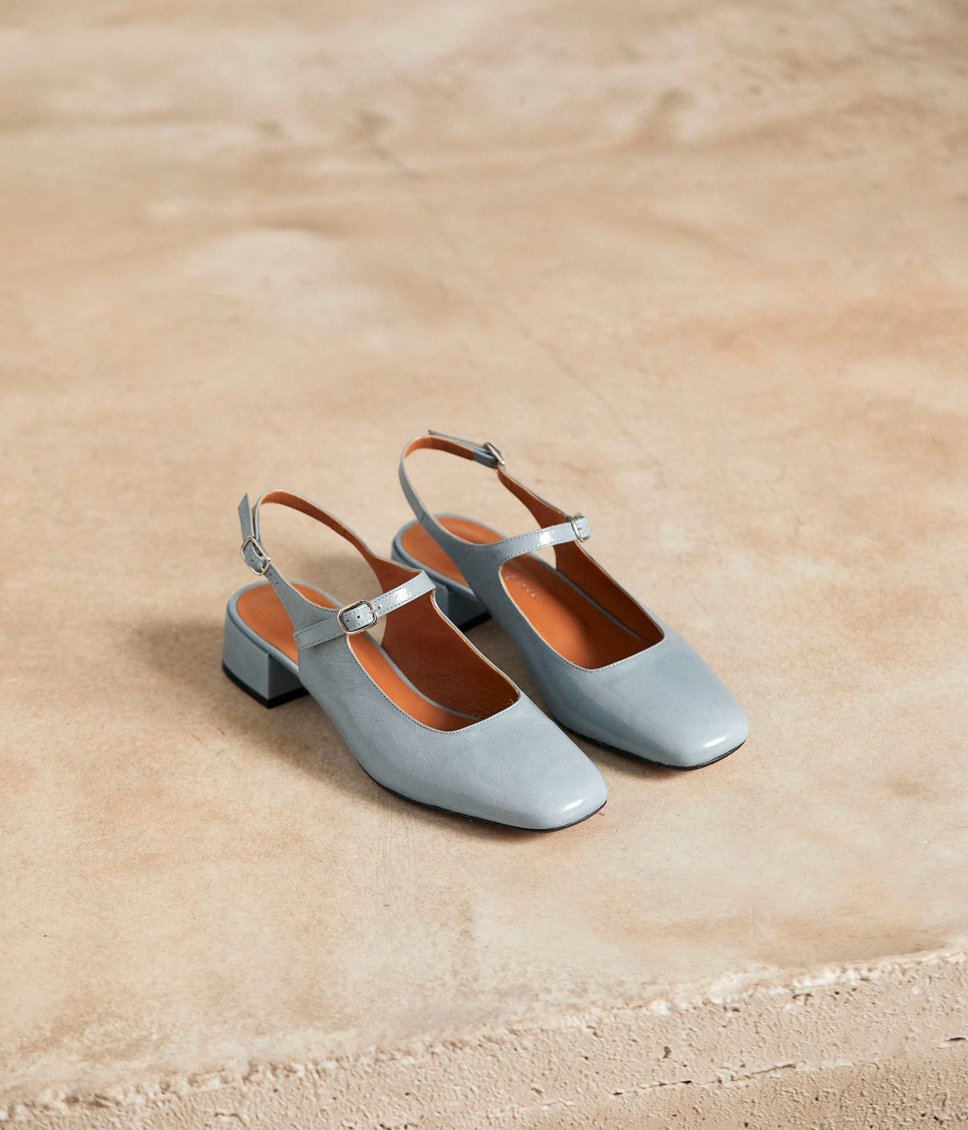 Slingbacks bleu verni Clarissa