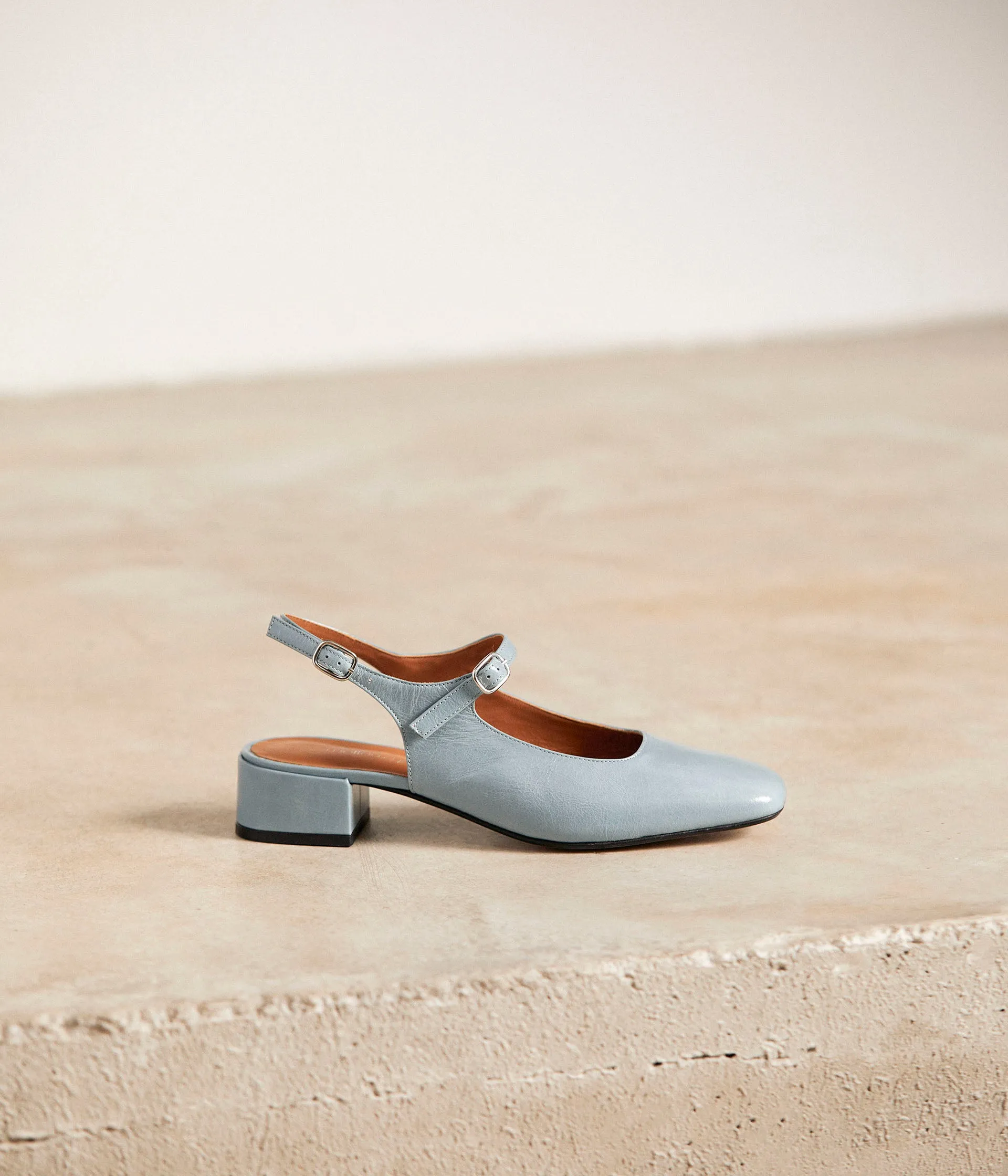 Slingbacks bleu verni Clarissa